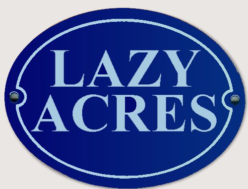 House Name Oval Blue enamel plate with White letters 300mm wide x 200mm high.   POA